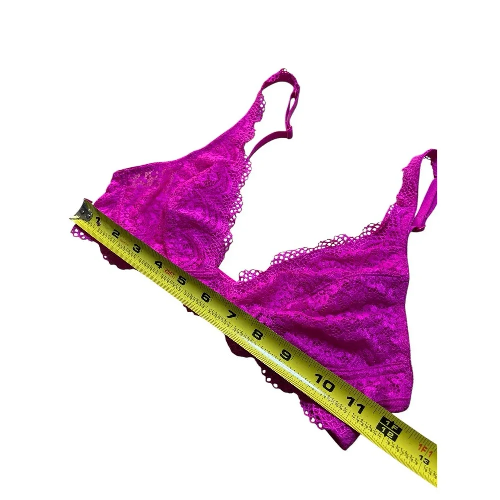 NEW Ambrielle Bra Small 5 Extreme Pink ‎ Lace Bralette J73J003 Adjustable Strap
